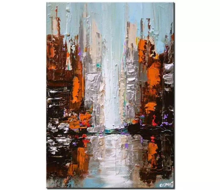 cityscape painting - cityscape painting on canvas abstract city wall art original modern textured art