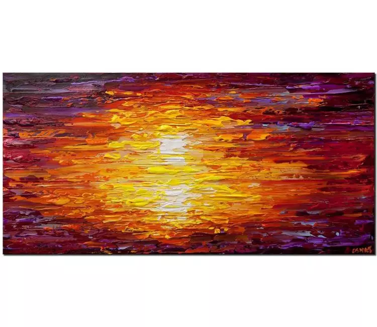 landscape paintings - colorful sunset abstract art textured canvas painting original modern art