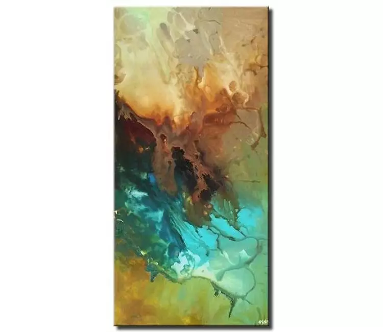 fluid painting - modern best abstract art on canvas turquoise beige original abstract painting
