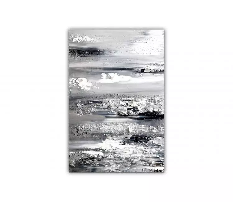 minimalist painting - original minimalist 3D abstract art on canvas gray silver wall art modern decor