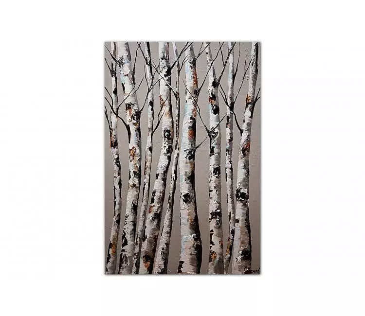 abstract painting - original birch trees painting on canvas minimalist abstract tree art painting modern decor