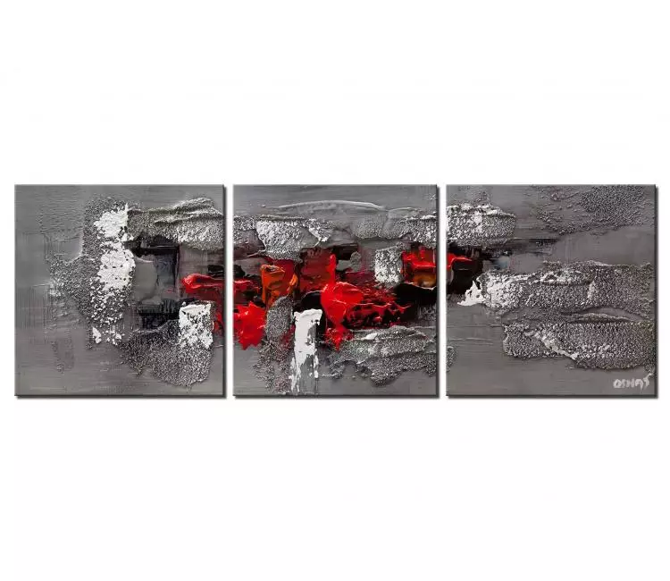 abstract painting - red gray abstract painting on canvas original modern wall art decor
