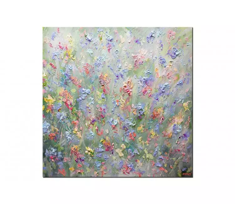 floral painting - original pastel abstract art flowers painting on canvas textured modern floral art