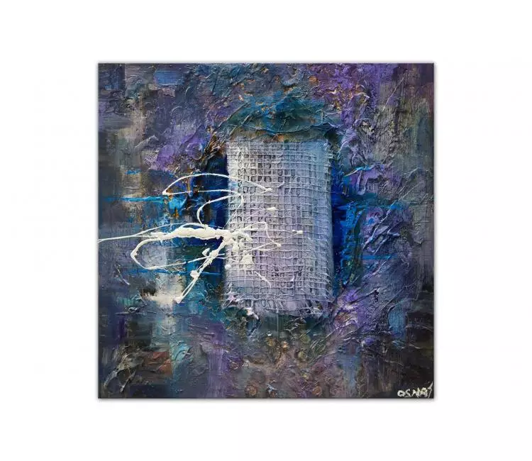 abstract painting - original blue purple abstract painting on canvas textured living room wall art