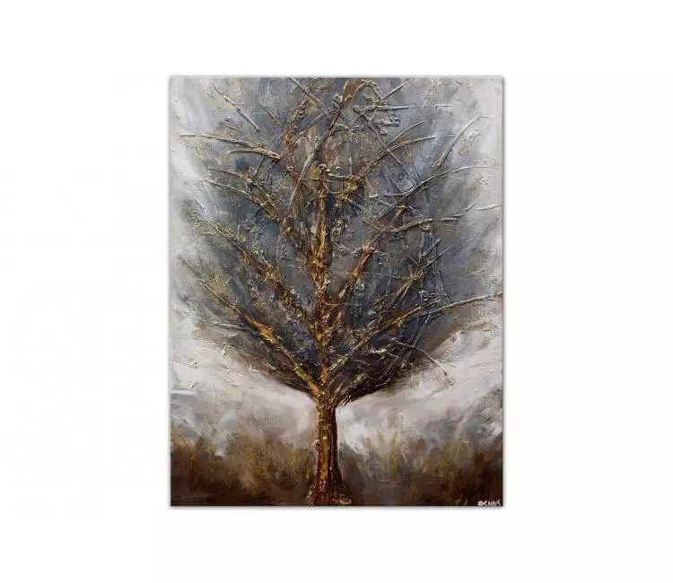forest painting - earth tone abstract art tree painting on canvas minimalist wall art modern art