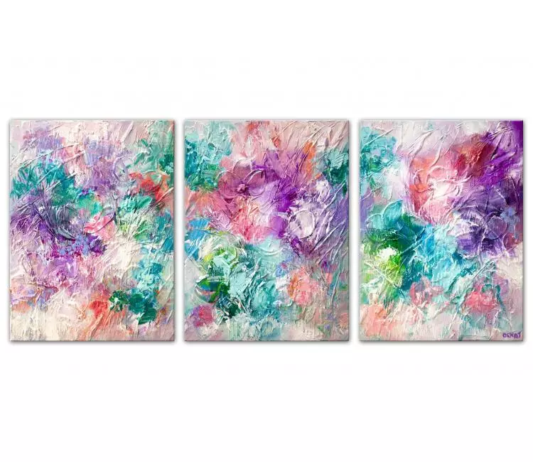floral painting - original colorful floral painting on canvas pastel wall art textured modern abstract painting