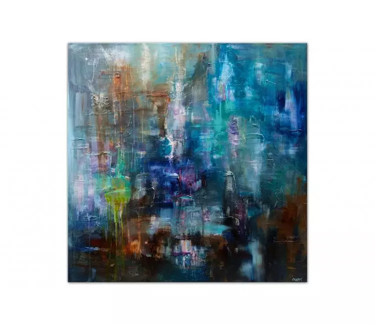 abstract painting - textured blue abstract art modern blue wall art on canvas