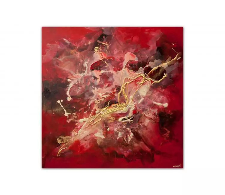 print on canvas - red gold square modern wall art