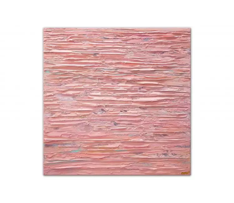 minimalist painting - original light pink 3D abstract art modern square abstract painting minimalist art