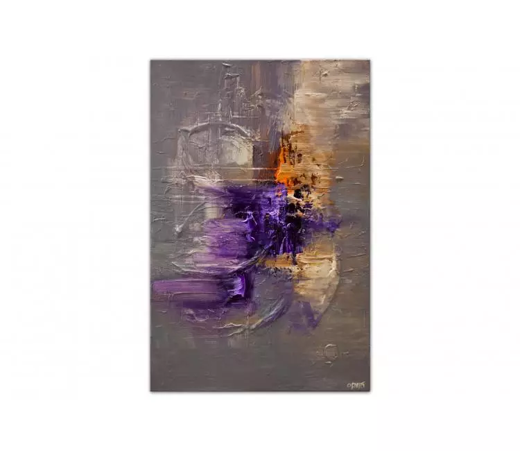 abstract painting - purple gray contemporary abstract art textured abstract painting on canvas home decor