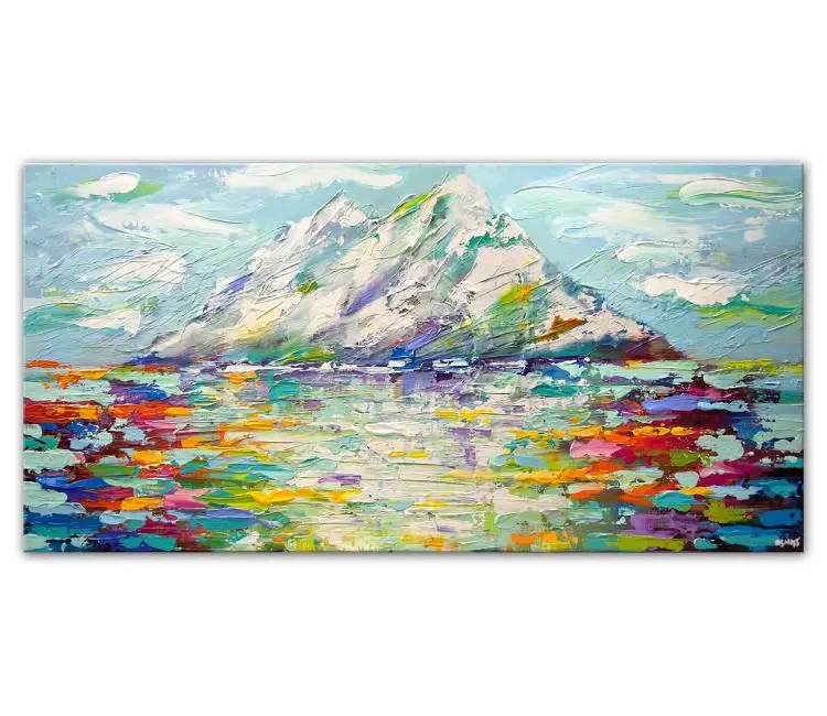 landscape paintings - colorful mountain abstract painting on canvas original textured contemporary art
