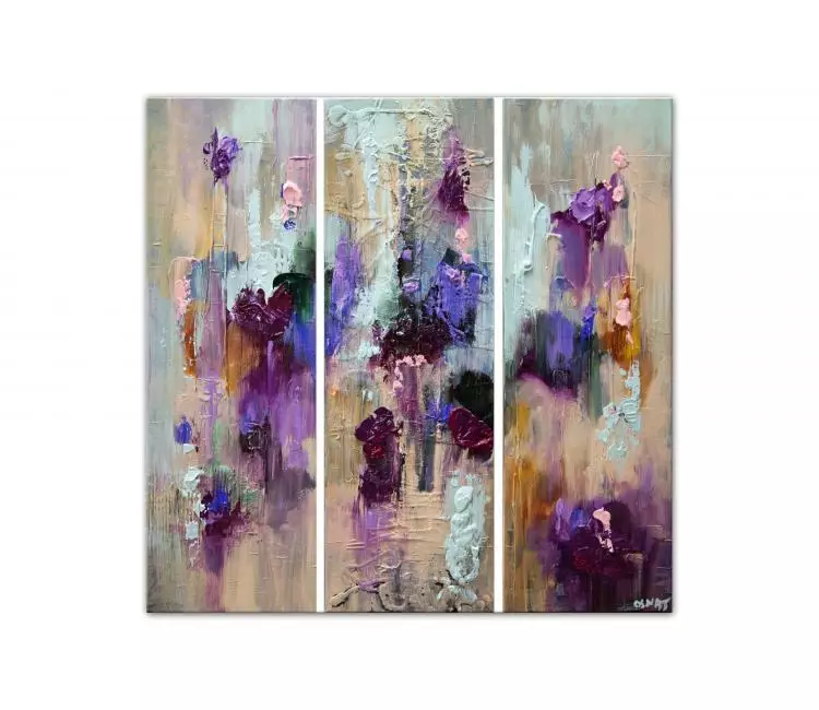 abstract painting - colorful abstract floral painting light blue purple abstract art contemporary art