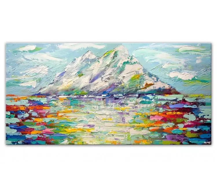 print on canvas - colorful modern palette knife mountains modern wall art