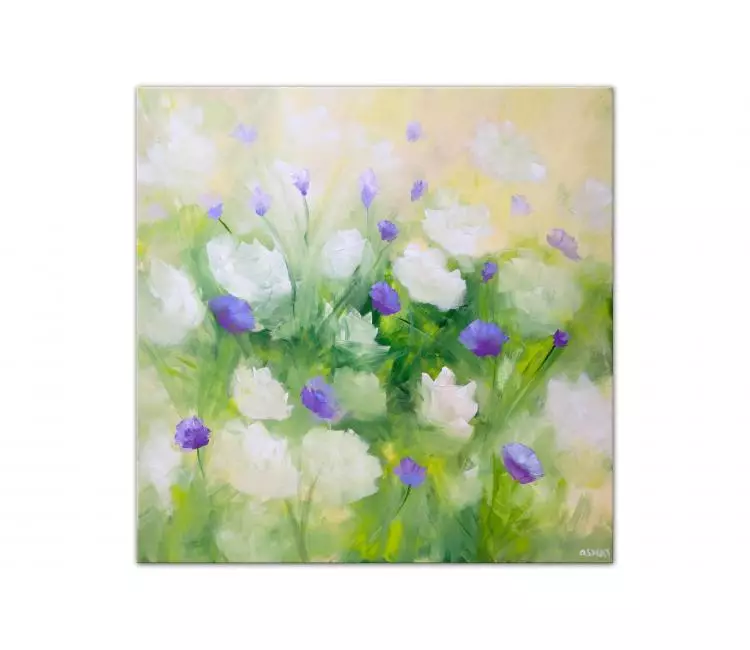 floral painting - original flowers painting pastel abstract floral art on canvas modern living room decor