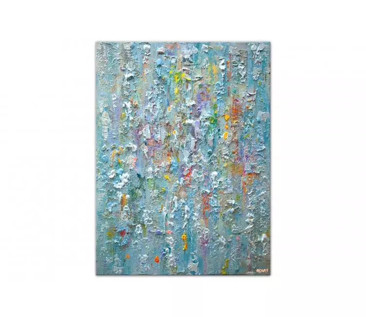 abstract painting - modern abstract art 3D textured light blue minimalist original abstract painting