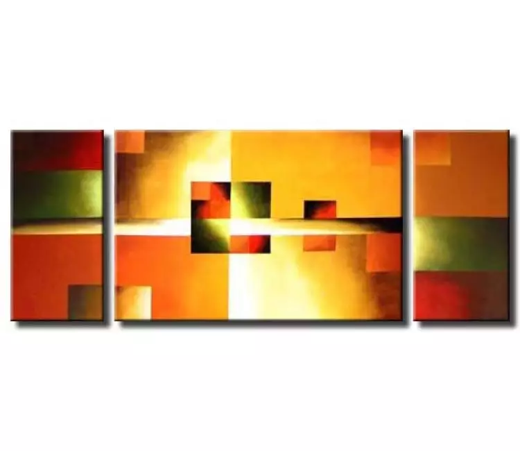 geometric painting - triptych canvas bright geometric painting