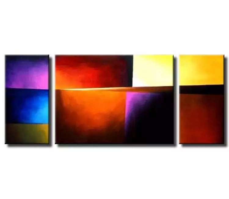 geometric painting - colorful triptych abstract canvas