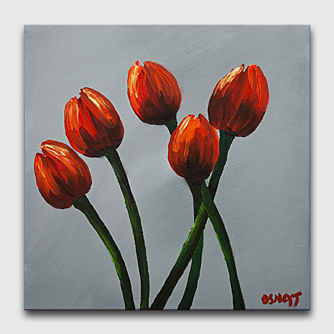 Floral painting - Five Tulips