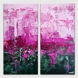 Abstract painting - green pink