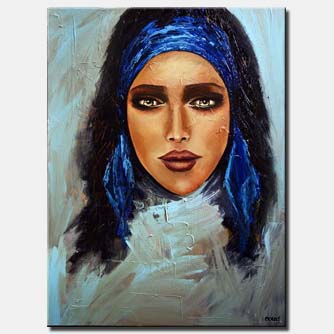 Portrait painting - The Blue Scarf