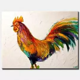Animals painting - Here Comes the Rooster