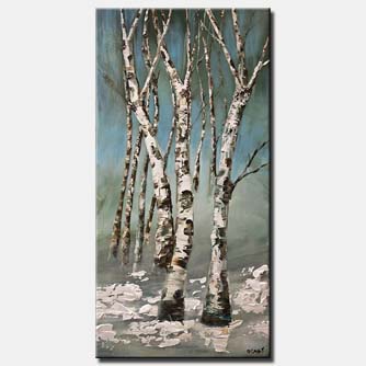 landscape painting - Birch Trees