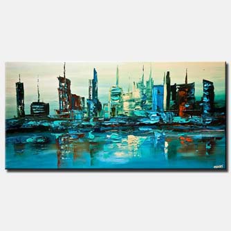 Cityscape painting - Blue Lagoon