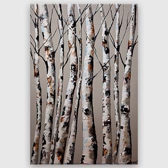 Abstract painting - Birch Trees