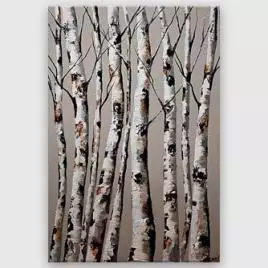 abstract painting - Birch Trees