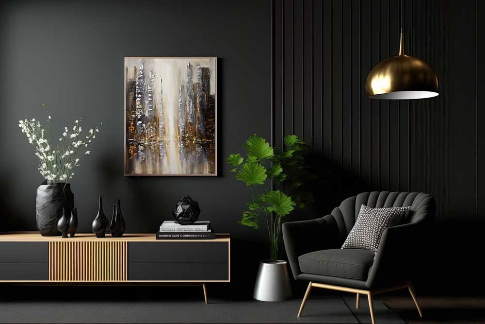 dark cityscape painting