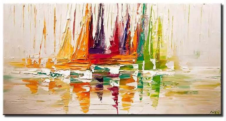 colorful sailboats abstract painting