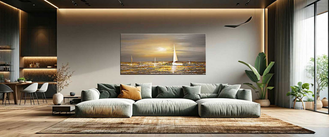 horizontal sailboat artwork