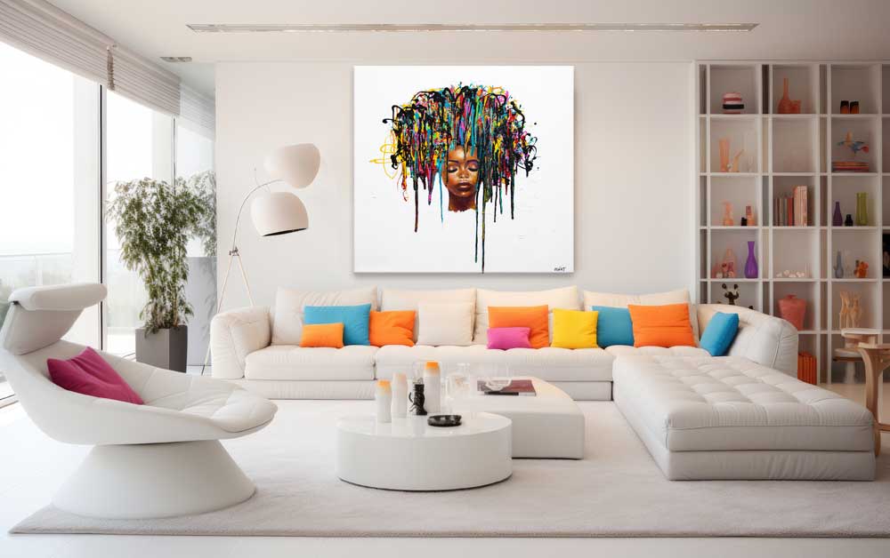 colorful African woman portrait painting