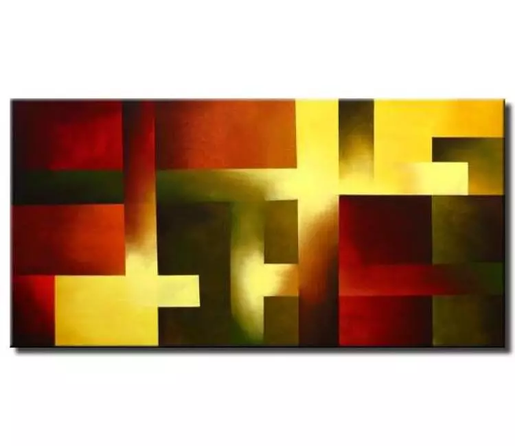 Painting for sale - red yellow abstract squares #1559