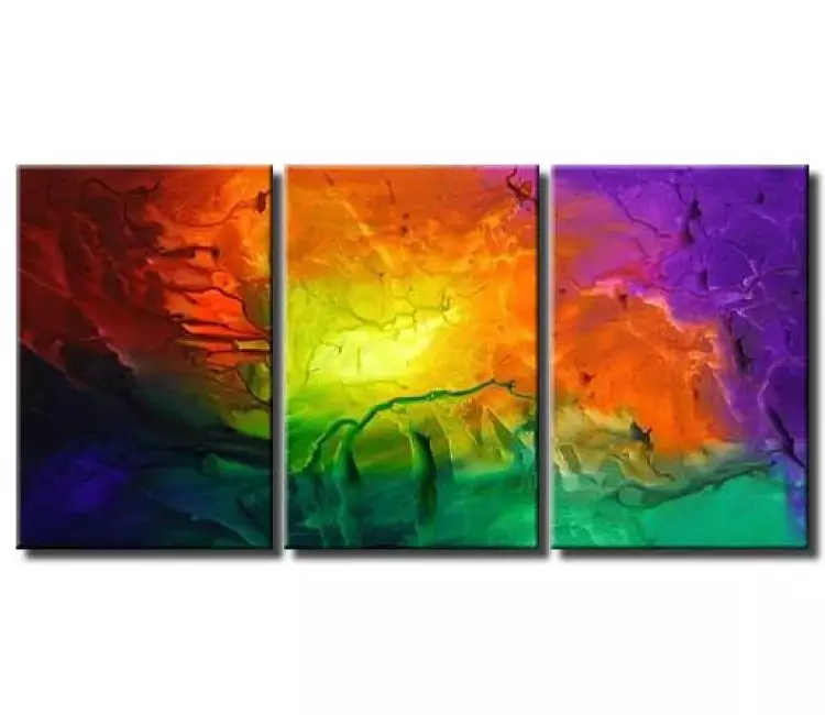 Abstract painting - triptych modern abstract painting colorful #4897