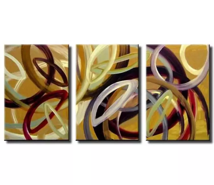 Painting for sale - triptych circles abstract art #3023