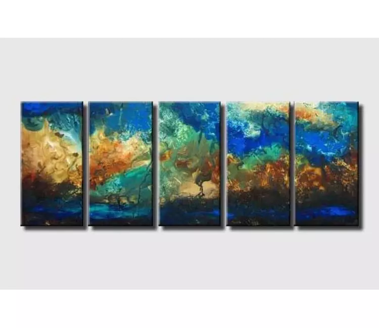 Painting for sale - multi panel blue seascape painting #3258