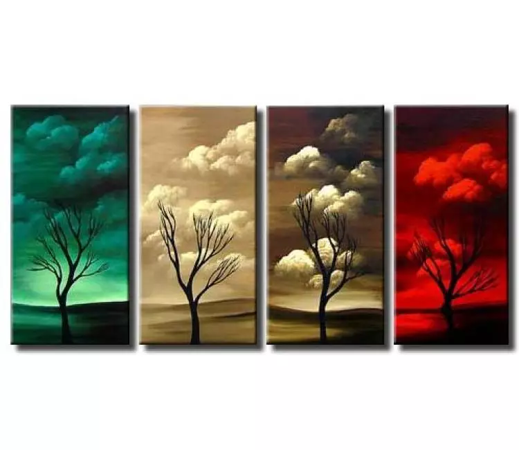 Painting - multi panel canvas four seasons #3303
