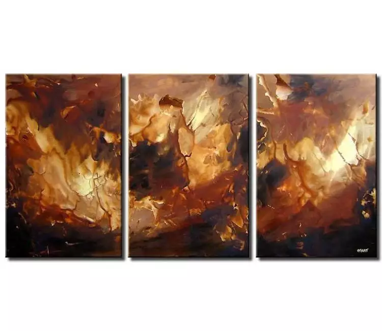 Painting For Sale - Modern Triptych Painting Brown Earth #4080