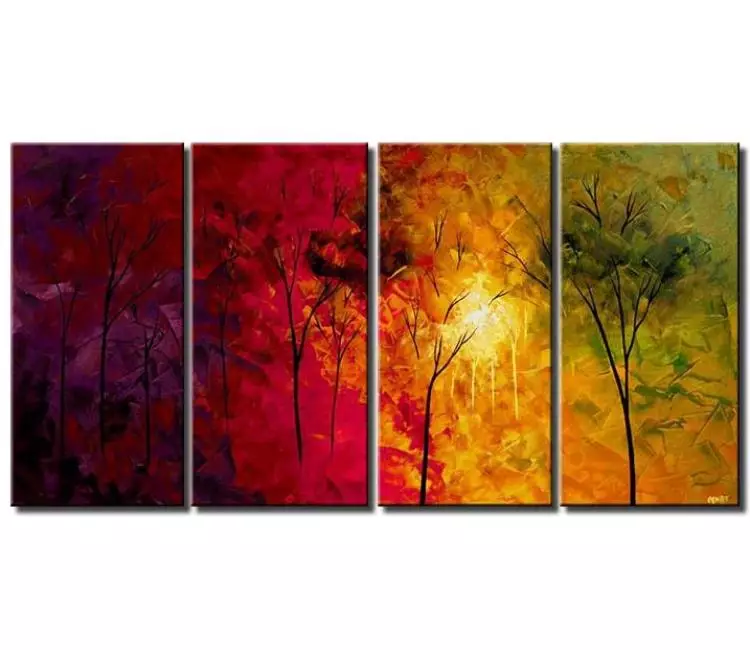 Painting for sale - multi panel canvas forest colorful trees #4405