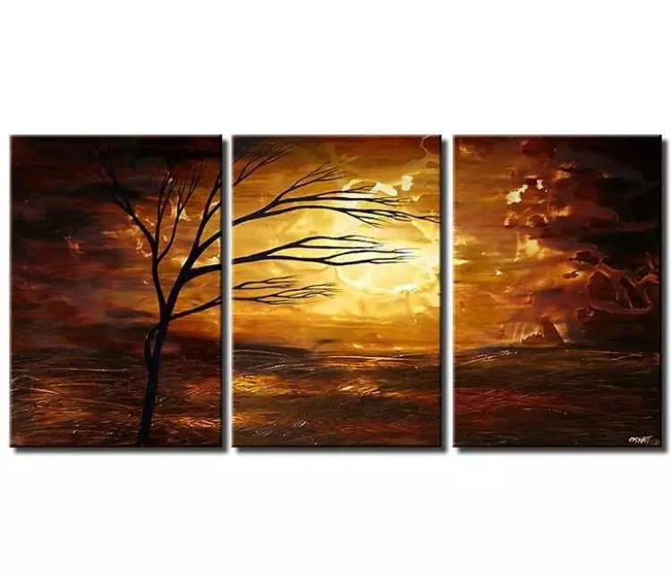 Painting for sale - dawn canvas landscape trees sunset #4532