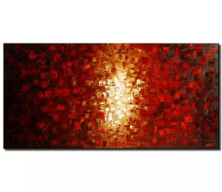 Painting - large red abstract painting shine floral #4506