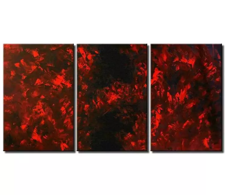 Painting for sale - multi panel canvas red abstract triptych #4601