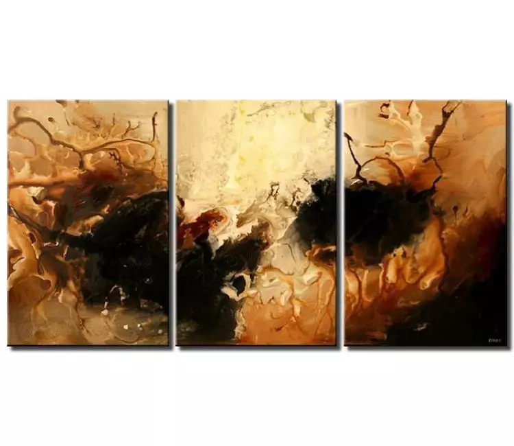 Painting for sale - brown beige abstract painting triptych #4646