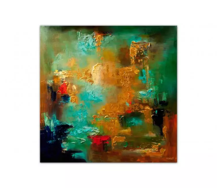 Abstract painting - green abstract art colorful home decor #4616