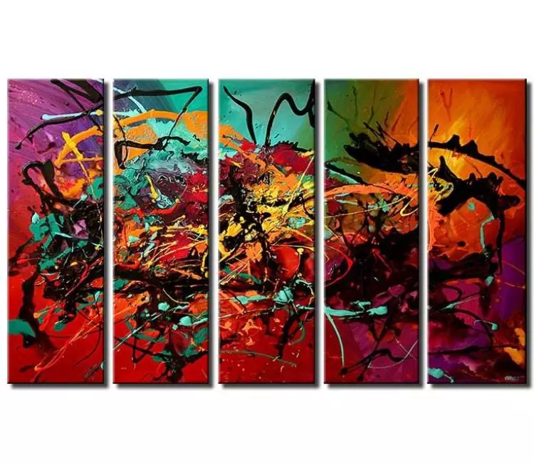 Painting for sale - large colorful splash painting multi panel #4691