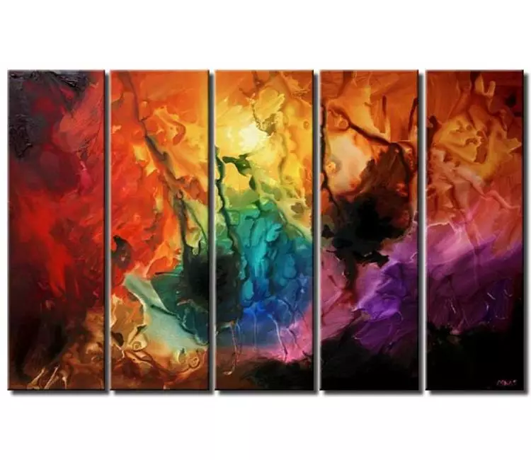 Painting for sale - large colorful painting multi panel creation #4752