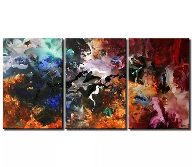 Painting For Sale - Triptych Abstract Art Colorful Home Decor #4834