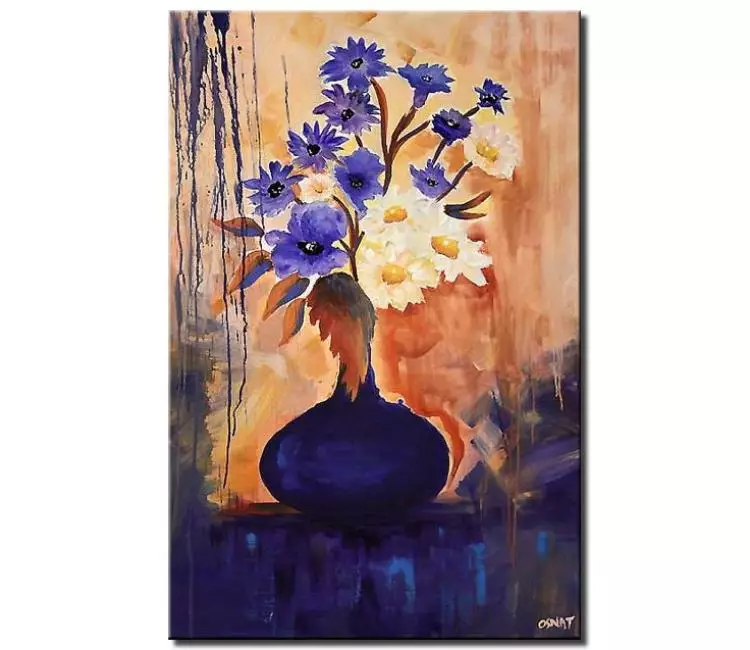 Painting - purple vase and flowers vertical home decor #4875