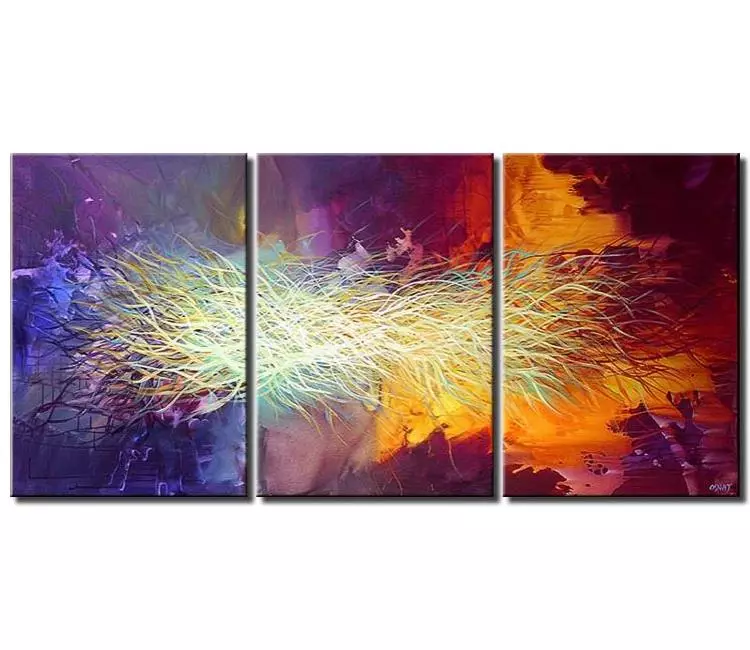 Abstract painting - colorful triptych modern painting noise #4910